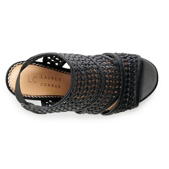 LC LAUREN CONRAD Morganite Black Boots Braided Block Heel Ankle Festival Boho 9 - Picture 5 of 6